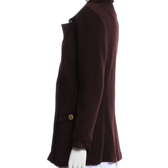 St. John Brown Blazer with Fringe Trim Accent & Pointed Collar - Size Small - Picture 2 of 3